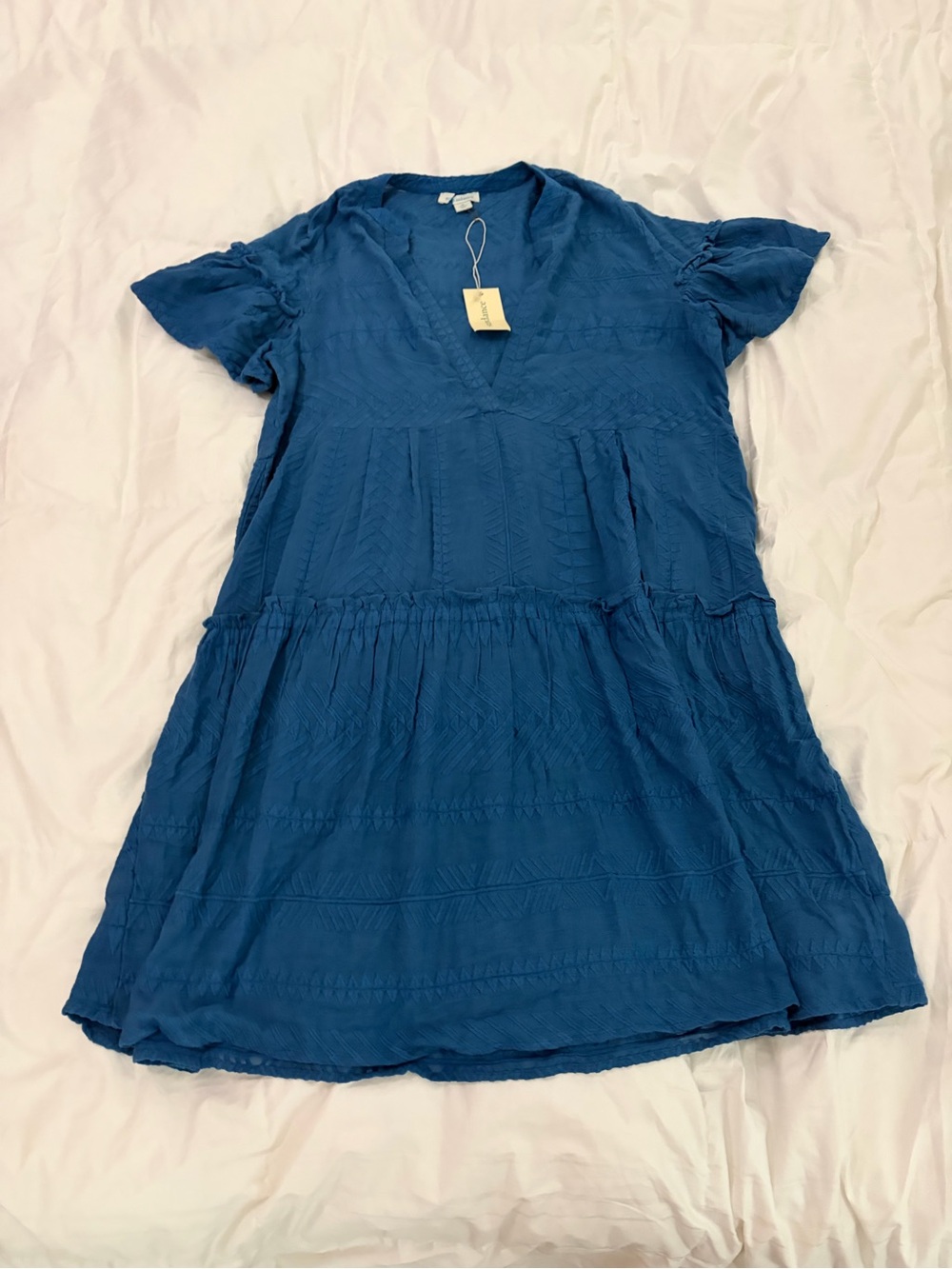 Sundance Blue Textured V-Neck Tunic with Slip